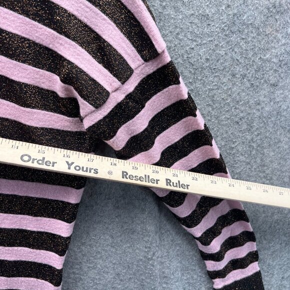 Rag & bone Sweatshirt Womens XS Black Pink Metallic Striped Pullover Knit Wool - Picture 5 of 10